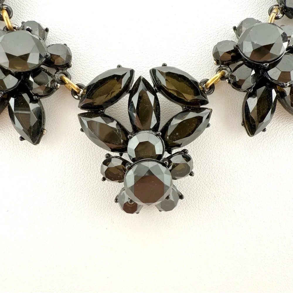 J. Crew Black and Gold Floral Necklace